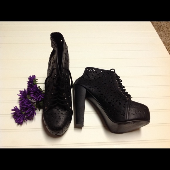 Black cut out print platform bootie - Picture 4 of 4